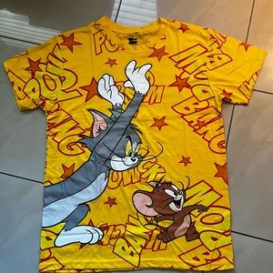 Tom And Jerry Short Women’s Sleeved Yellow Tee